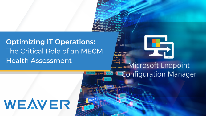 Microsoft Endpoint configuration manager logo with a tech background